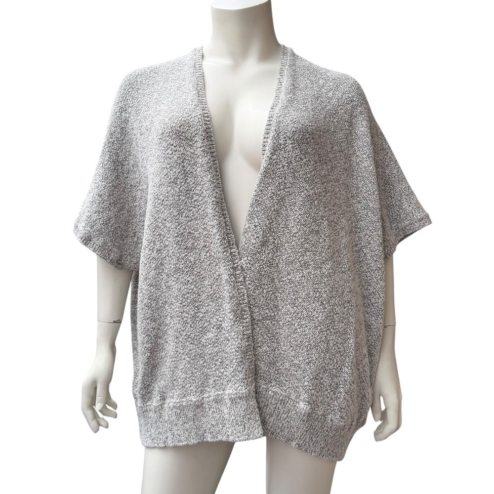 New Grey Cardigan Marled Knit Open Front Quiet Luxury Minimalist Oversized XL